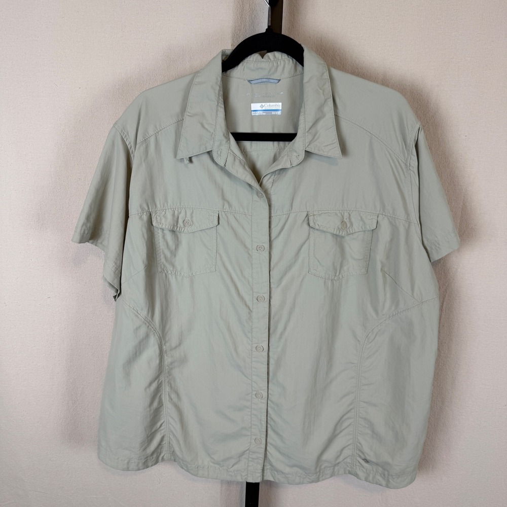 Columbia Omni-Shade Hiking Shirt Womens 3X Tan Short Sleeve AW7986